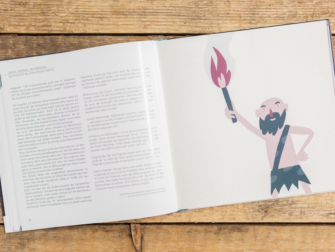 Einblicke in das Begelitbuch mit dem Titel Gehirn. (vergrößerte Bildansicht wird geöffnet)