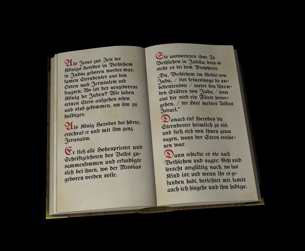 Die Textstelle zum Stern von Bethlehem im Matthäus-Evangelium. Foto: LWL/Rienow