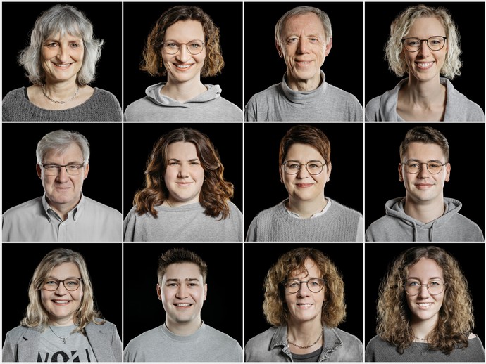Fotos von verschiedenen Gesichtern verwandter Menschen. (vergrößerte Bildansicht wird geöffnet)