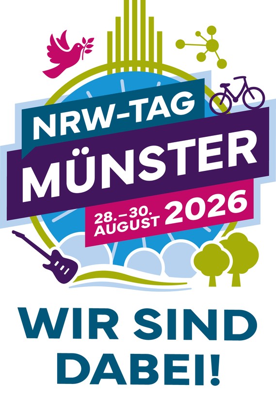 Logo NRW-Tag mit Text: NRW-Tag 2026. Wir sind dabei.
