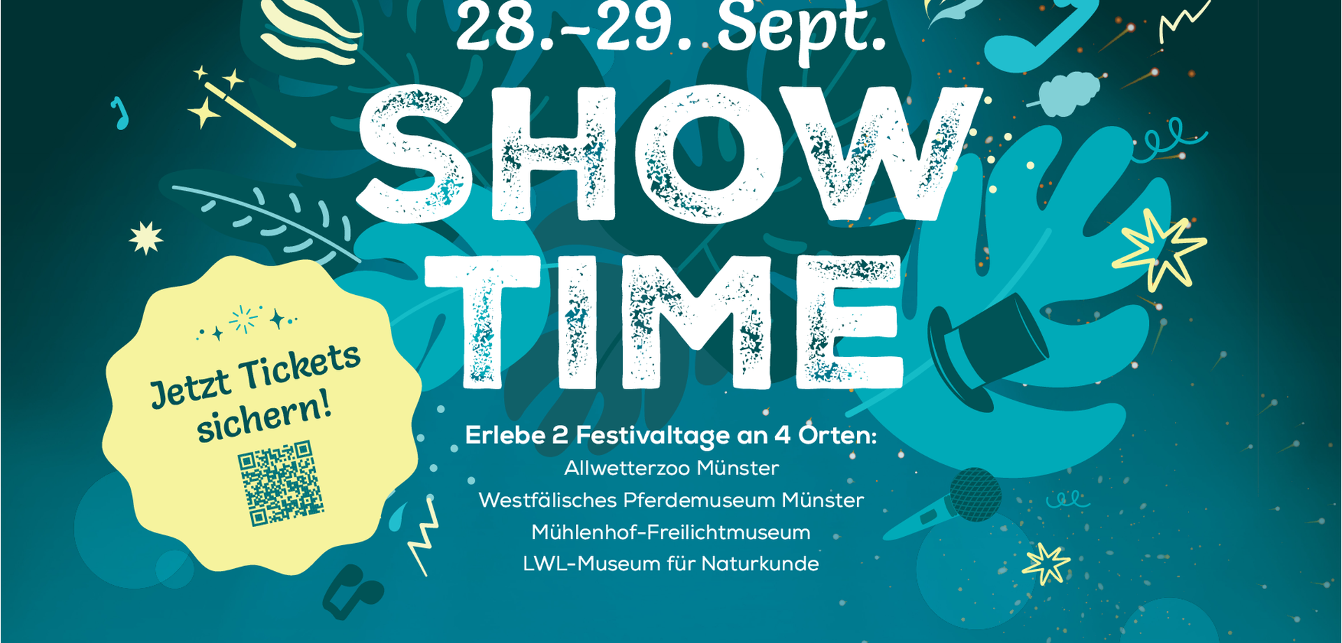 Plakat des Showtime Events der "4 am Aasee". Es findet am 28. und 29. September 2024 statt.