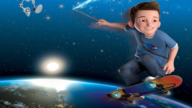 Ein Junge auf einem Skateboard im All. Grafik: Softmachine Immersive Productions GmbH Ein Junge auf einem Skateboard im All. Grafik: Softmachine Immersive Productions GmbH