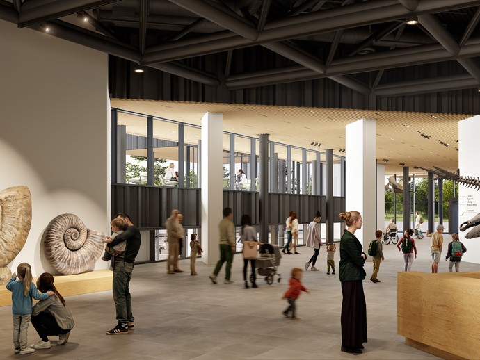 Visualisierung der neuen Ausstellungshalle (vergrößerte Bildansicht wird geöffnet)