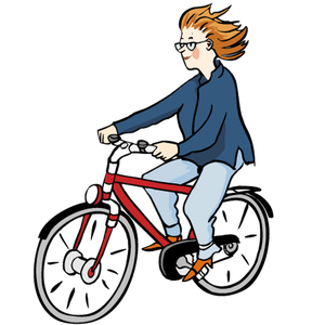 Eine Frau, die Fahrrad fährt.