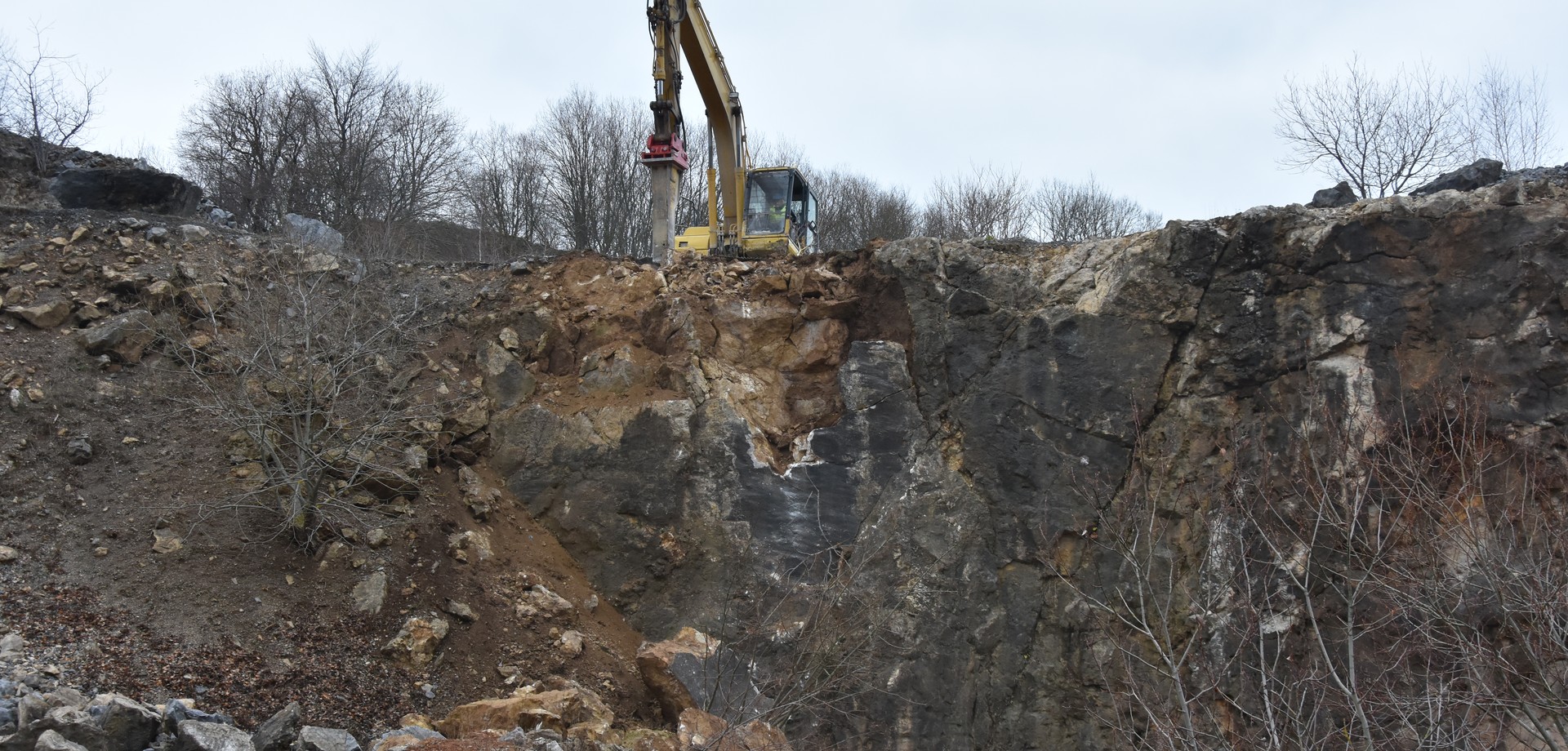 Geologische Untersuchung mit einem Bagger