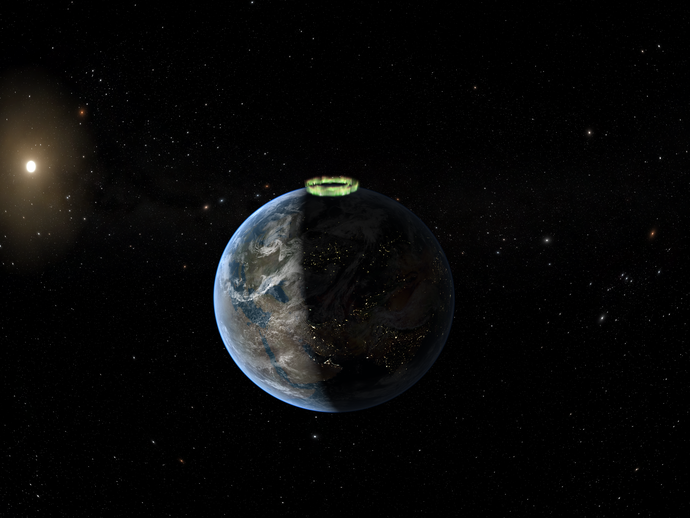 Die Erde mit Aurora Borealis. Die Erde mit Aurora Borealis. (vergrößerte Bildansicht wird geöffnet)