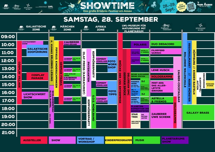 Timetable des Showtime-Events am Samstag