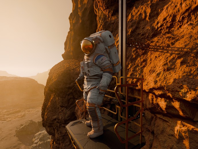 Szenenbild aus "Auf zum Mond und weiter zum Mars". (vergrößerte Bildansicht wird geöffnet)