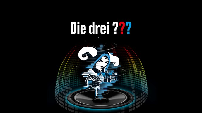 Plakat zum Hörspiel "Die drei ??? - Das Dorf der Teufel"